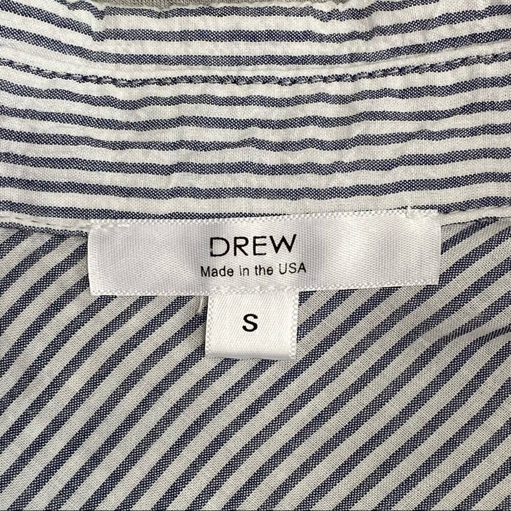 Anthro Drew Striped Top Womens Size S Blue Gray Crinkle Front Knit Back - Picture 13 of 15